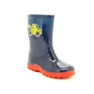 StormWells Boys Puddle Digger Wellingtons (3 UK) (Navy Blue/Red)