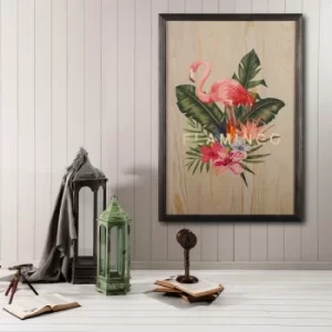 Flamingo Multicolor Decorative Framed Wooden Painting