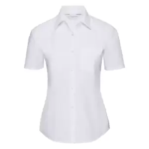 Russell Collection Ladies/Womens Short Sleeve Poly-Cotton Easy Care Poplin Shirt (2XL) (White)