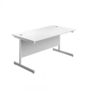 1600 X 800 Single Upright Rectangular Desk Beech-Silver