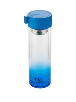 Joe Wicks 350Ml Crystal Glass Water Bottle ; Blue