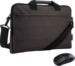 PRIZM NB54302M 14" Laptop Bag & Wireless Mouse Bundle, Silver/Grey