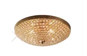 Ava Flush Bowl Ceiling 4 Light French Gold, Crystal