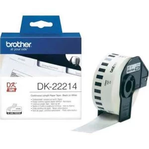 Brother DK22214 Continuous Paper Tape 12mm x 30.48m Black on White