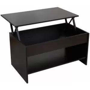 Lift up Top Coffee Table with Bottom Storage Shelf and Hidden Drawer Living Room Furniture,Black,85x50x45cm(WxDxH) - Black - Hmd Furniture