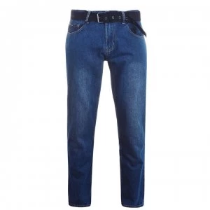 Pierre Cardin Web Belt Mens Jeans - Vintage Blue