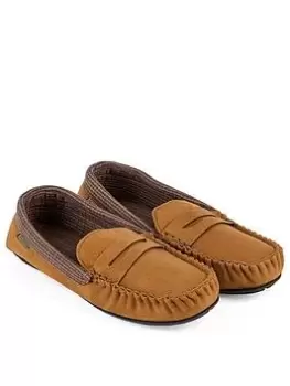 Totes Suedette Moccasin Slipper - Biscuit