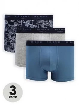 Ted Baker 3 Pack Leaf Print And Solid Trunks - Multi, Size S, Men