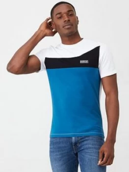 Barbour International Steering Colour Block T-Shirt - White/Black/Teal, White, Size 2XL, Men