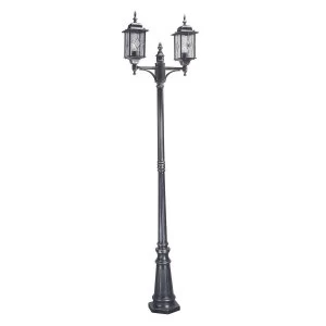 2 Light Outdoor Lamp Post Black Silver IP43, E27