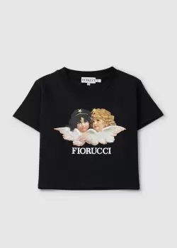 Fiorucci Womens Vintage Angels Cropped T-Shirt In Black