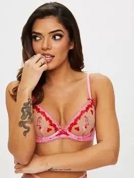Ann Summers Bras Cross My Heart Non Padded Plunge - Bright Pink, Bright Pink, Size 34B, Women