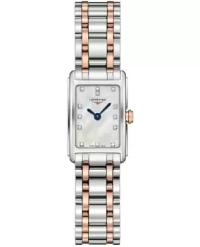 Longines DolceVita Mother of Pearl Diamond Dial Rose Gold and Stainless Steel Womens Watch L5.258.5.87.7 L5.258.5.87.7