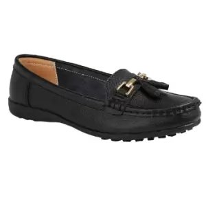 Boulevard Womens/Ladies Action Leather Tassle Loafers (5 UK) (Black)