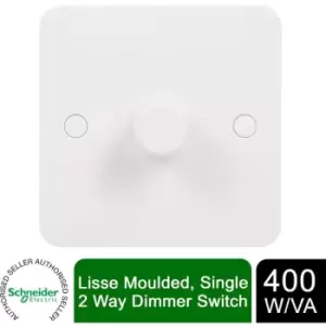 Schneider Electric Lisse White Moulded - Single 2 Way Dimmer Light Switch, 400W/400VA, GGBL6012CS, White