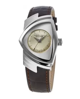 Hamilton Ventura Automatic Silver Dial Brown Leather Strap Womens Watch H24515521 H24515521