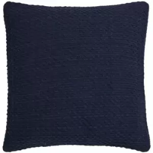 Hayden Textured Weave Eco-Friendly 100% Recycled Cotton Filled Cushion, Navy, 43 x 43cm - Drift Home