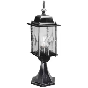 Elstead Wexford - 1 Light Outdoor Pedestal Lantern Black Silver IP43, E27