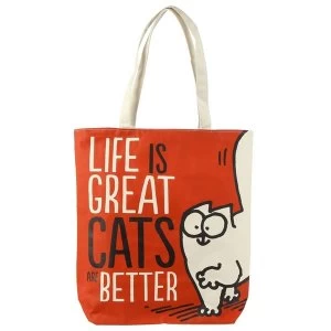 Simons Cat Life is Great Cotton Zip Up Shopping Bag