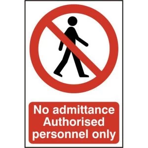 ASEC No Admittance Authorised Personnel Only 200mm x 300mm PVC Self Adhesive Sign
