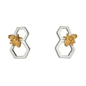 Sterling Silver and Gold Plated Honeycomb and Bee Earrings