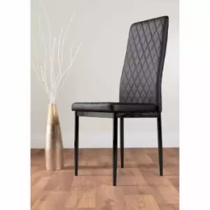 Furniture Box 6 x Black Faux Leather Milan Modern Dining Chairs Black Leg