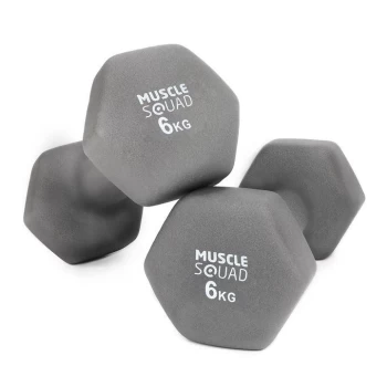 MuscleSquad Neoprene Dumbbells - 2 x 6kg