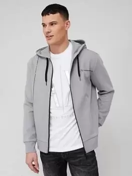 Armani Exchange Zip Thru Hooded Top, Grey, Size XL, Men
