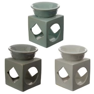 Eden Cube Ceramic Oil and Tart Burner with Geometric Cut-out