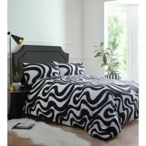 Portfolio - Home Retro Waves Black King Size Duvet Cover Set Bedding Bed Set Bed Linen - Black