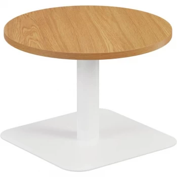600MM Circular Low Contract Table - White/Oak