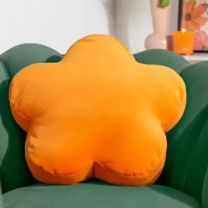 Flower Velvet Reversible Cushion Orange