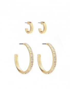 Lipsy Gold Colour Hoop Earrings - Set of 2
