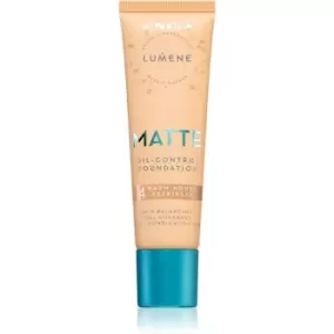 Lumene Matte Oil-Control Foundation Liquid Foundation for Oily and Combination Skin Shade 4 Warm Honey