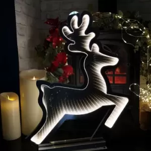 60cm LED Infinity Ice White Leaping Reindeer Christmas Decoration