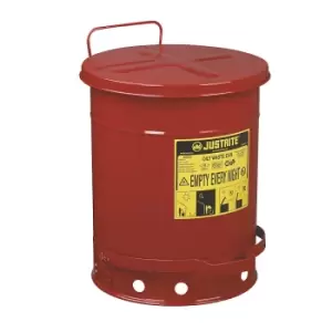 Justrite Safety disposal can made of sheet steel, round, with foot pedal, capacity 34 l
