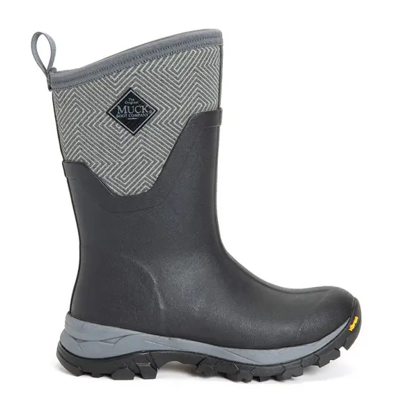 Muck Boots Arctic Ice Womens AG All Terrain Short Boots (Black/Geometric Grey)-7