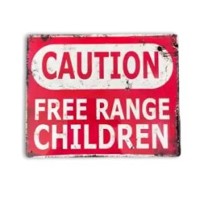 Geko Vintage Metal Sign - Caution Free Range Children Wall Sign