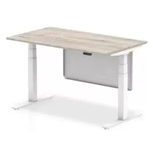 Air 1400 x 800mm Height Adjustable Desk Grey Oak Top White Leg With