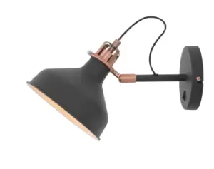 Adjustable Dome Wall Lamp Switched, 1 x E27, Sand Black, Copper, White