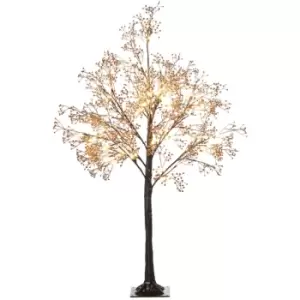 Homcom - 4ft Artificial Tree with Warm White LED Lights, Baby Breath Flowers - Brown