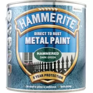Hammerite Direct to Rust Hammered Dark Green Metal Paint - 2.5LTR