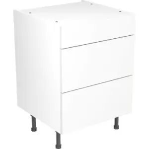 Kitchen Kit Flatpack Slab Kitchen Cabinet Base 3 Drawer Unit Super Gloss 600mm in White MFC