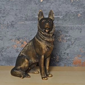 German Shepherd Bronze Effect Sculpture 20cm