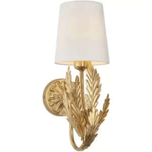 Endon Delphine Decorative Gold Layered Leaf Wall Lamp with Ivory Fabric Shades