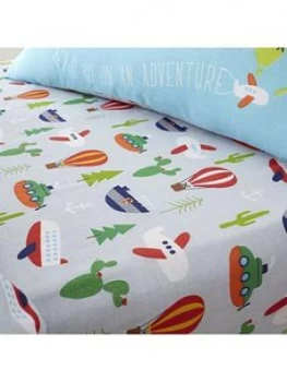 Catherine Lansfield Animal Adventures Single Fitted Sheet, Blue