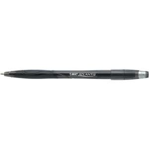 Bic Atlantis Stic Broad Cushion Grip Ballpoint Pen 1.2mm Tip 0.4mm Line Black Pack of 12 Pens