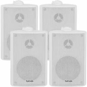 4x 6.5' 120W White Outdoor Rated Garden Wall Speakers Wall Mounted 8Ohm & 100V