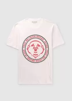 True Religion Mens Buddha Face T-Shirt In Optic White