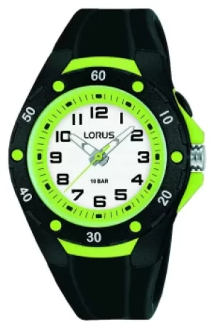 Lorus Kid's Black Silicone Strap Green Inner bezel R2375NX9 Watch